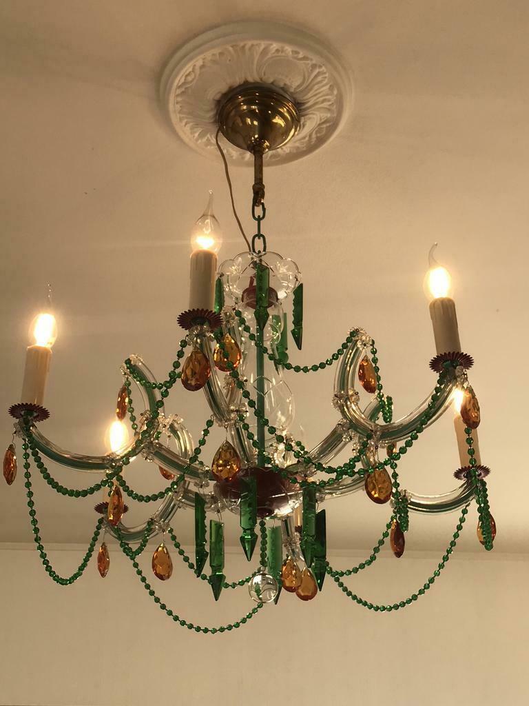 Nieuw opgemaakte luchter met gekleurd glas., Ophalen of Verzenden, Nieuw, Glas, Gillesarts