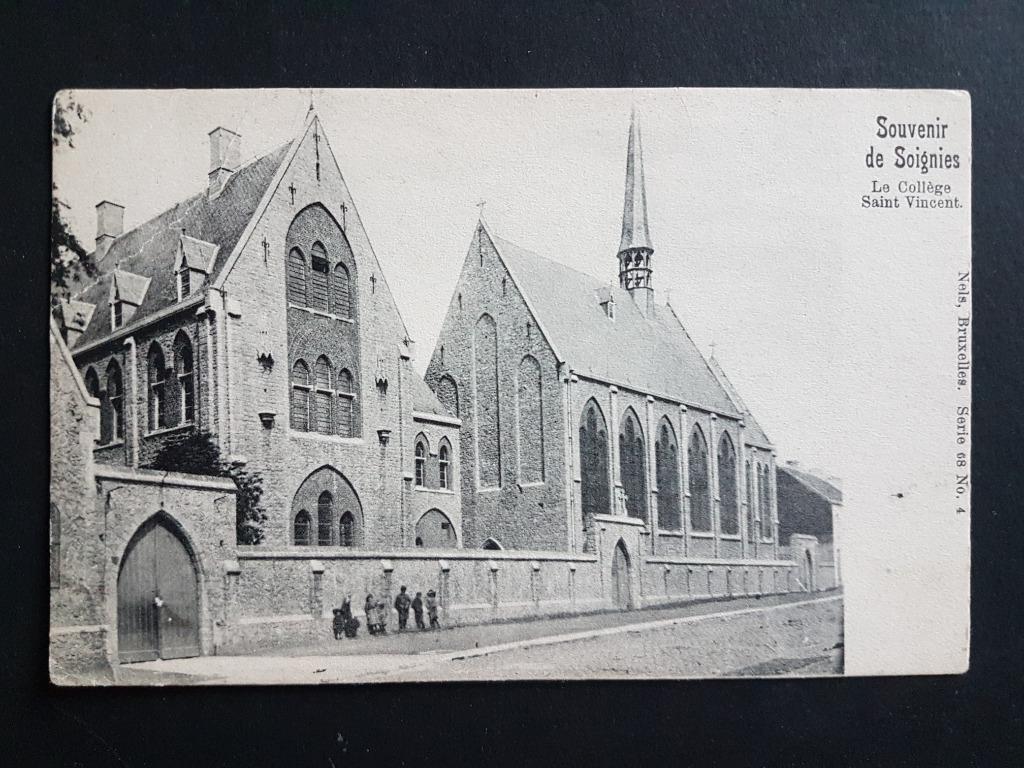 Carte postale Souvenir de Soignies College Saint Vincent, Collections, Cartes postales | Belgique, Enlèvement ou Envoi, Avant 1920