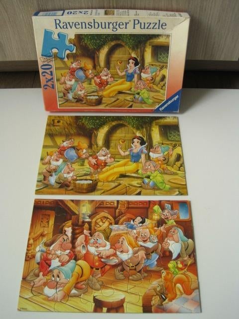 Puzzel Sneeuwwitje en de zeven dwergen 2 x 20 stuks, Ophalen of Verzenden, 10 tot 50 stukjes, Gebruikt, 4 tot 6 jaar