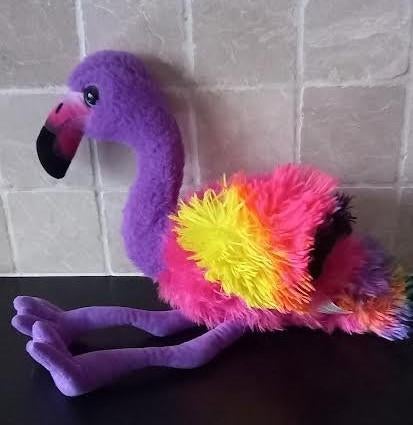 Knuffel gekleurde flamingo, Kinderen en Baby's, Speelgoed | Knuffels en Pluche, Zo goed als nieuw, Ophalen of Verzenden