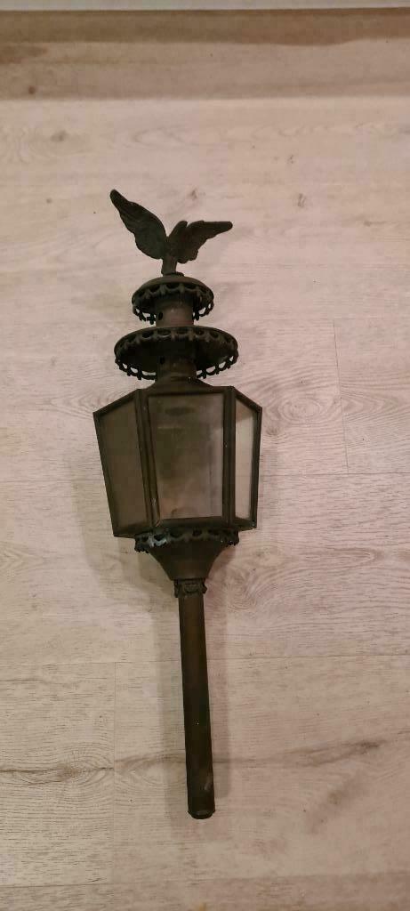 Grote Antieke Koperen Koetslamp met Adelaar uit 1920, Antiek en Kunst, Ophalen of Verzenden