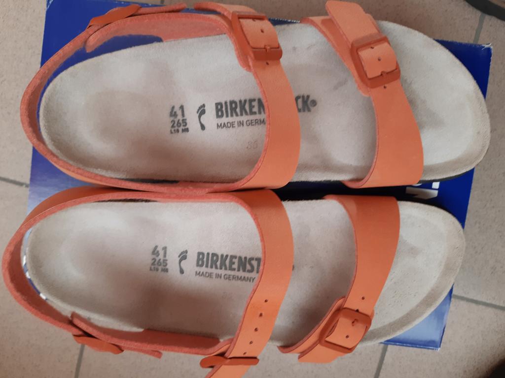 Sandalen Birkenstock ongebruikt- ma41-koraal rood-echt leer, Ophalen, Nieuw, Sandalen of Muiltjes, Rood