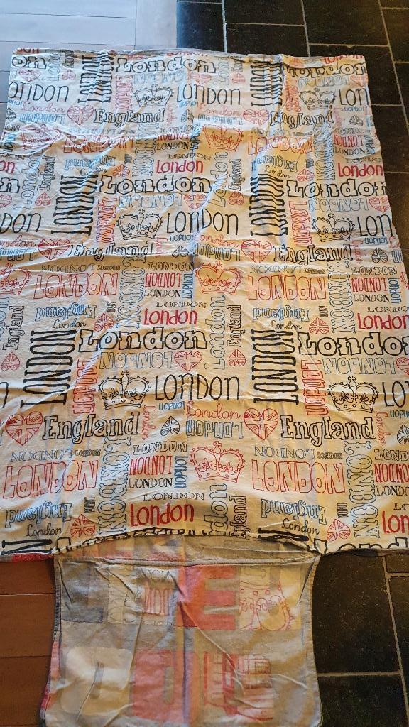 Hoeslaken met Londen thema, Ophalen, Gebruikt, Eenpersoons, Blauw
