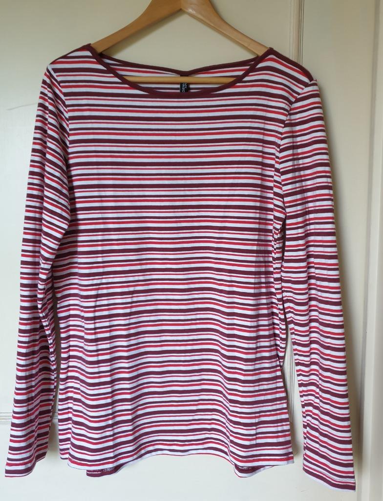 stretch longsleeve gestreept wit rood bordeaux Nieuw M, Kleding | Dames, T-shirts, Nieuw, Maat 38/40 (M), Overige kleuren, Lange mouw