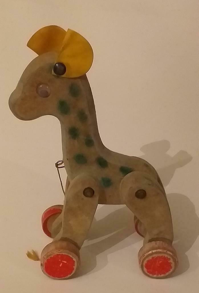 Jouets vintage - girafe sur roues, Enlèvement ou Envoi, Comme neuf