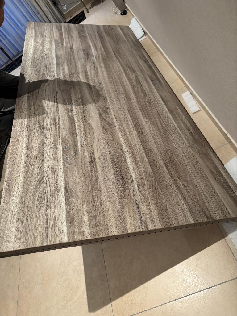 Brutus Eettafel Eik Grijs-Inox - enkel tafelblad, Ophalen, Gebruikt, 200 cm of meer, 50 tot 100 cm