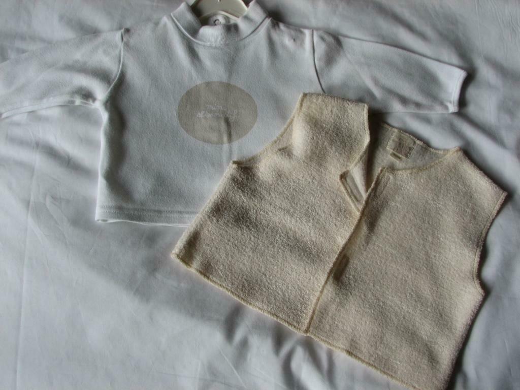 Ensemble: Chemise écru et débardeur beige 'Premaman', 3 mois, Garçon ou Fille, Enlèvement ou Envoi, Comme neuf, Premaman