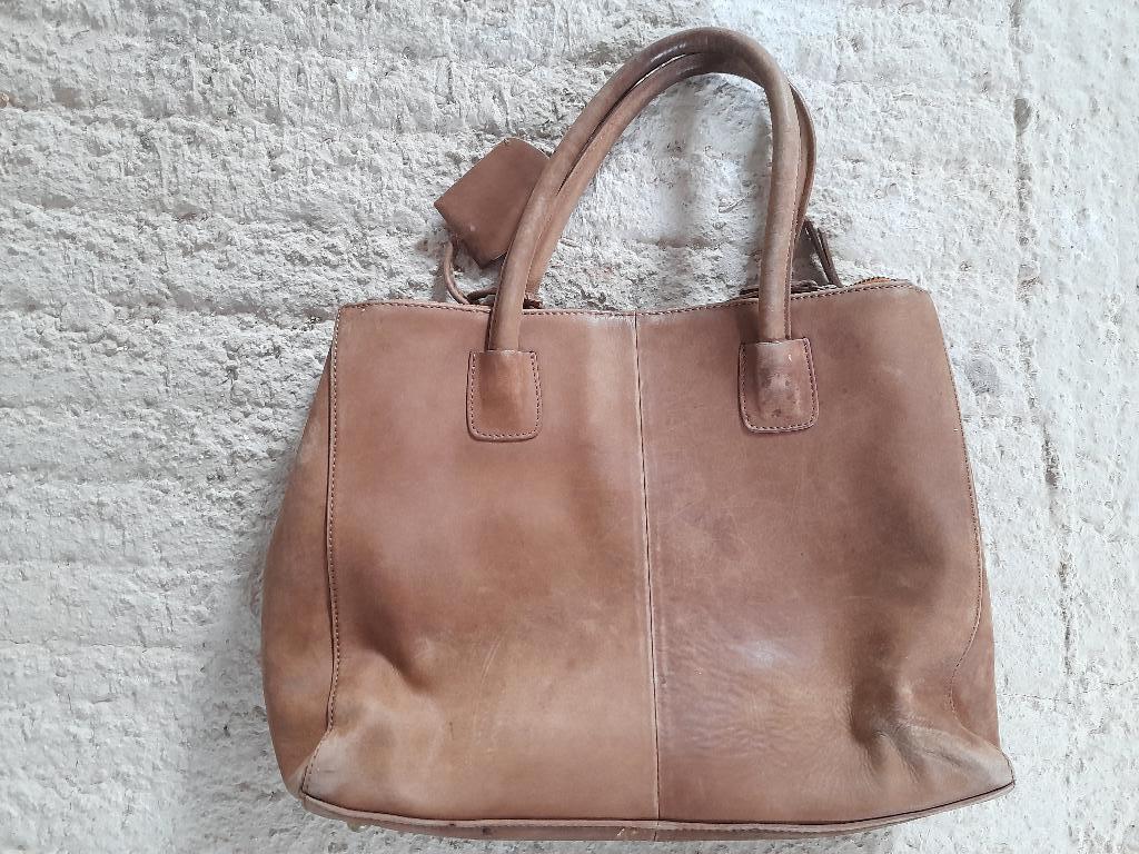 Lederen burkely schoudertas, Handtassen en Accessoires, Tassen | Schoudertassen, Ophalen of Verzenden, Gebruikt, Overige merken