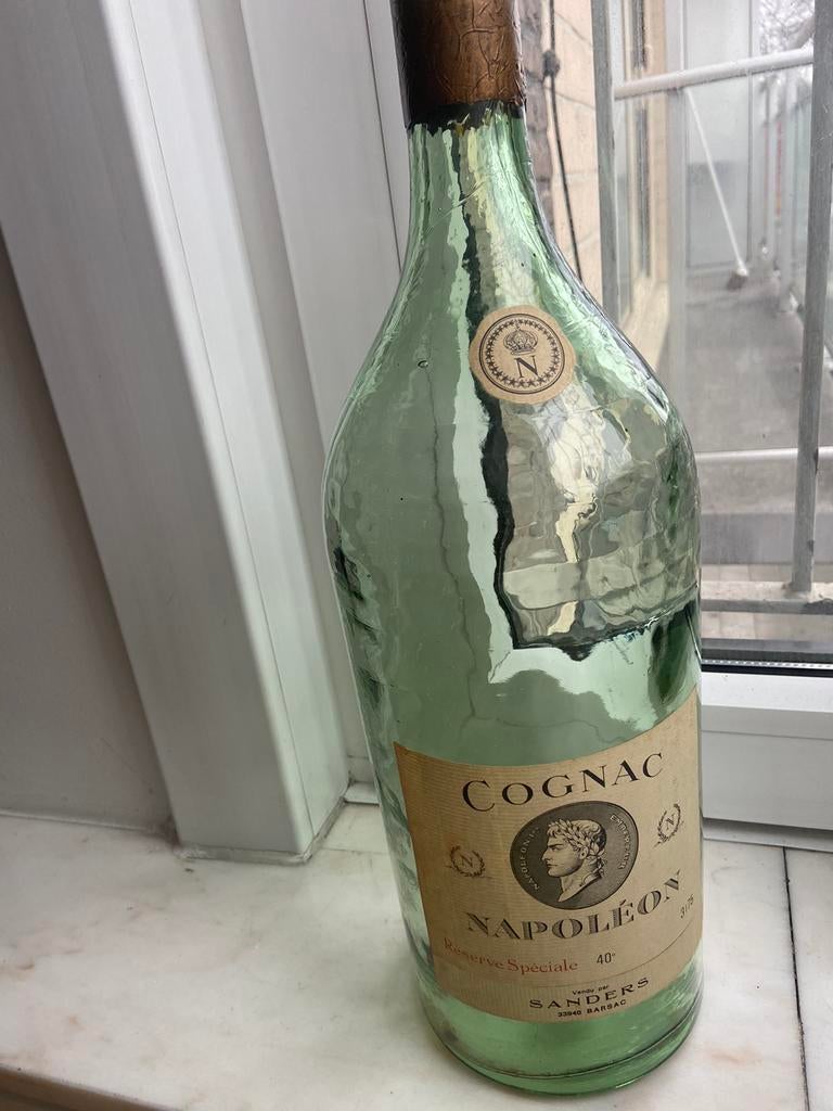 vintage glazen fles Cognac Napoleon 45 cm x 14 cm, Ophalen of Verzenden, Zo goed als nieuw