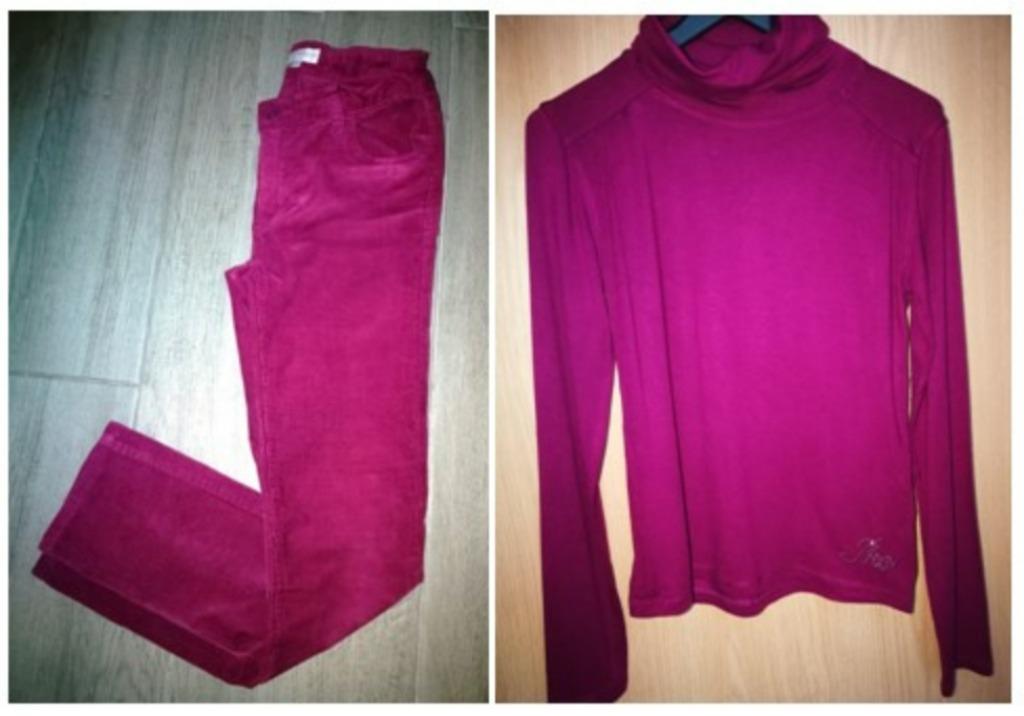 Fluwelen broek Vögele + trui met rolkraag IKO - maat 140, Meisje, Iko, Ophalen of Verzenden, Zo goed als nieuw