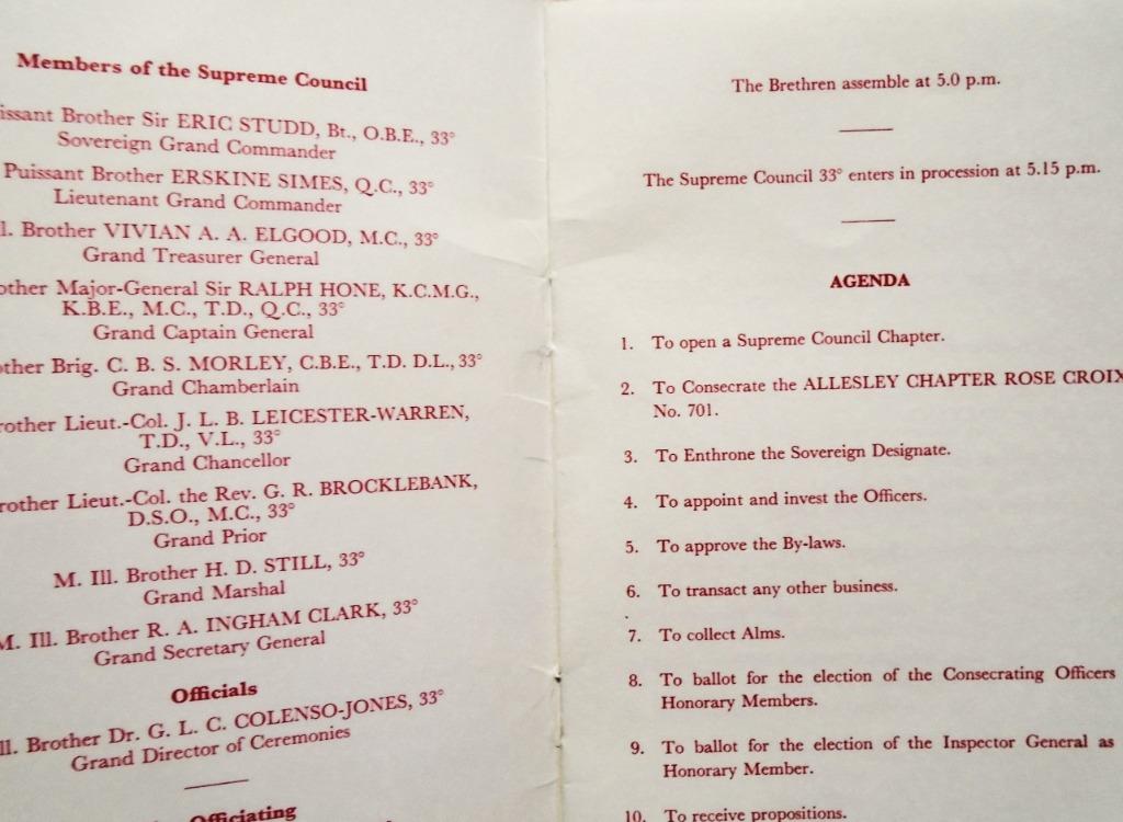 Consecration of Allesley Chapter Rose Croix No. 701 - 1971, Gelezen, Achtergrond en Informatie, Editorial, Ophalen of Verzenden
