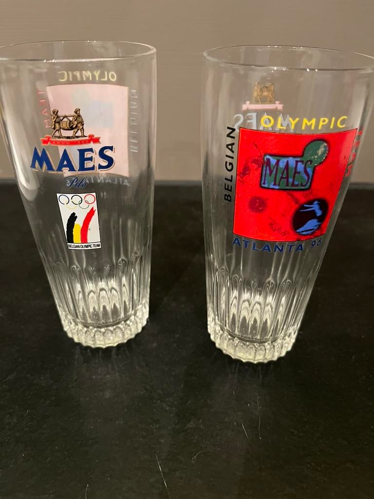 2 x Maes glazen- Belgian olympic team -Atlanta 96, Enlèvement, Comme neuf