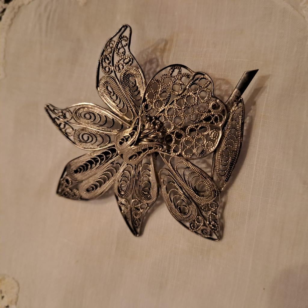 Broche en filigrane, Bijoux, Sacs & Beauté, Broches, Enlèvement ou Envoi, Utilisé, Argent, Argent