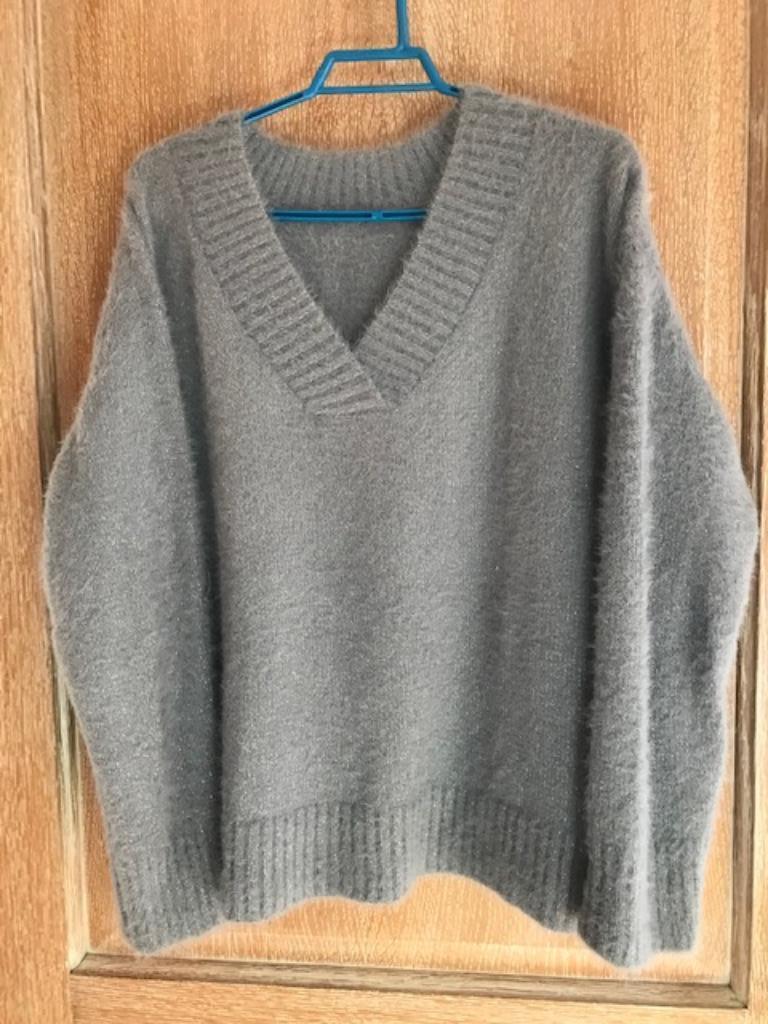 Grijze, zilvergespikkelde wollen pull - maat L -  (nr733), Enlèvement ou Envoi, Comme neuf, Taille 42/44 (L), Gris
