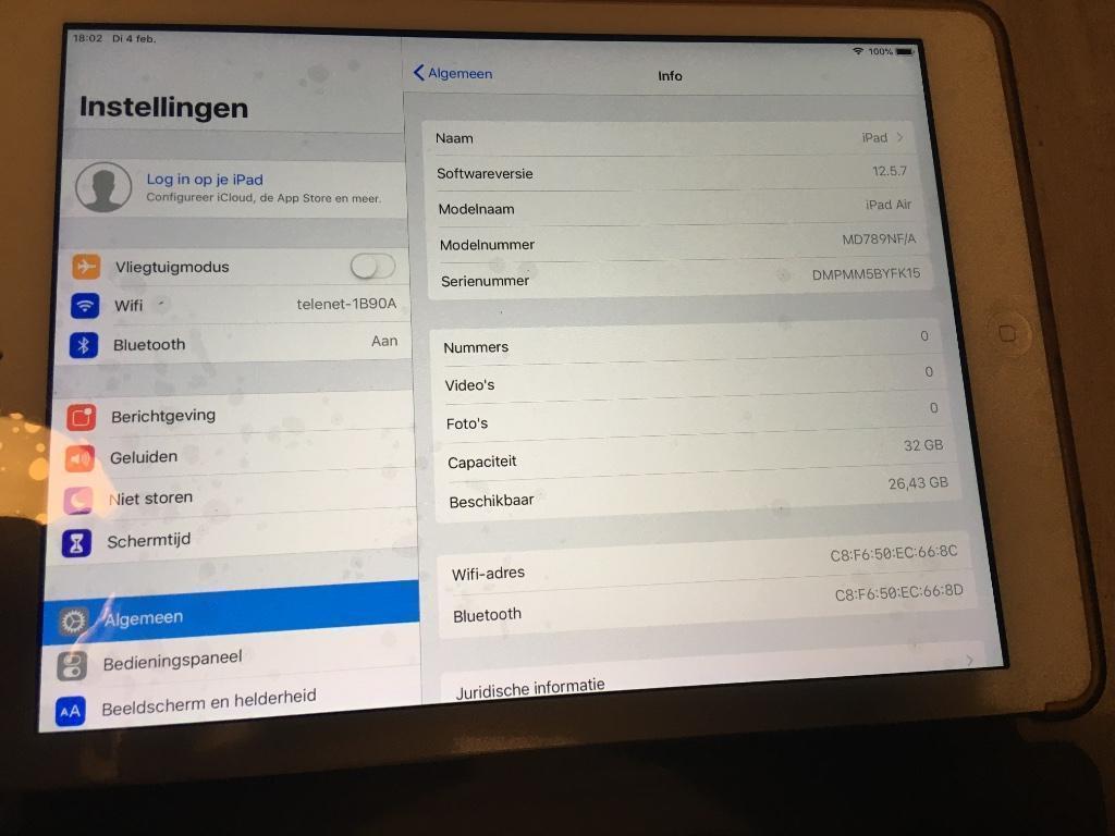ipad Air1 ( 32Gb ), Informatique & Logiciels, Apple iPad Tablettes, 32 GB, Enlèvement ou Envoi, Apple iPad Air, Comme neuf