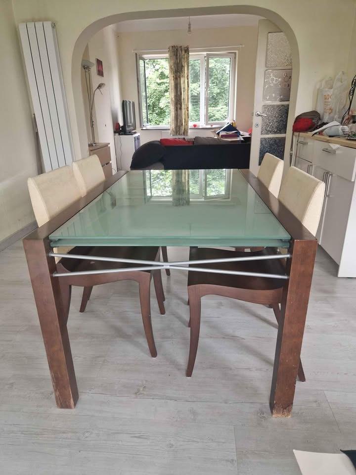 Table de salle à manger Ligne Roset, 150 à 200 cm, Cinq personnes ou plus, Verre, Enlèvement