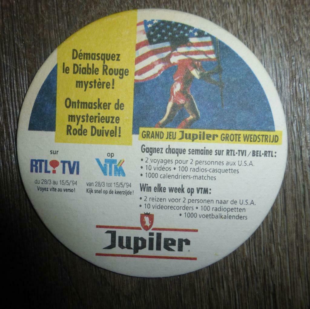3 bierviltjes jupiler rode duivels WK 1990 Italië+WK 1994 VS, Ophalen of Verzenden, Gebruikt, Overige typen