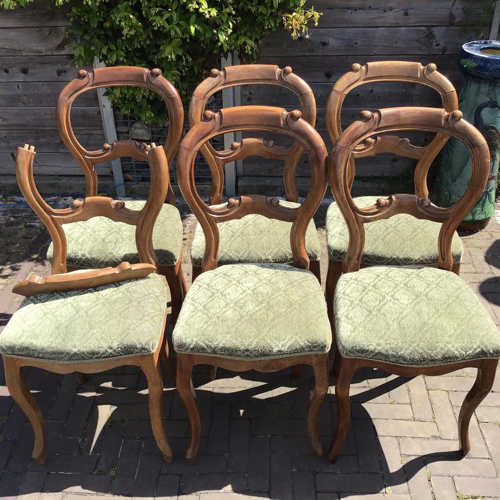 5+1 antieke biedemeier stoelen, Antiek en Kunst, Antiek | Meubels | Stoelen en Sofa's, Ophalen