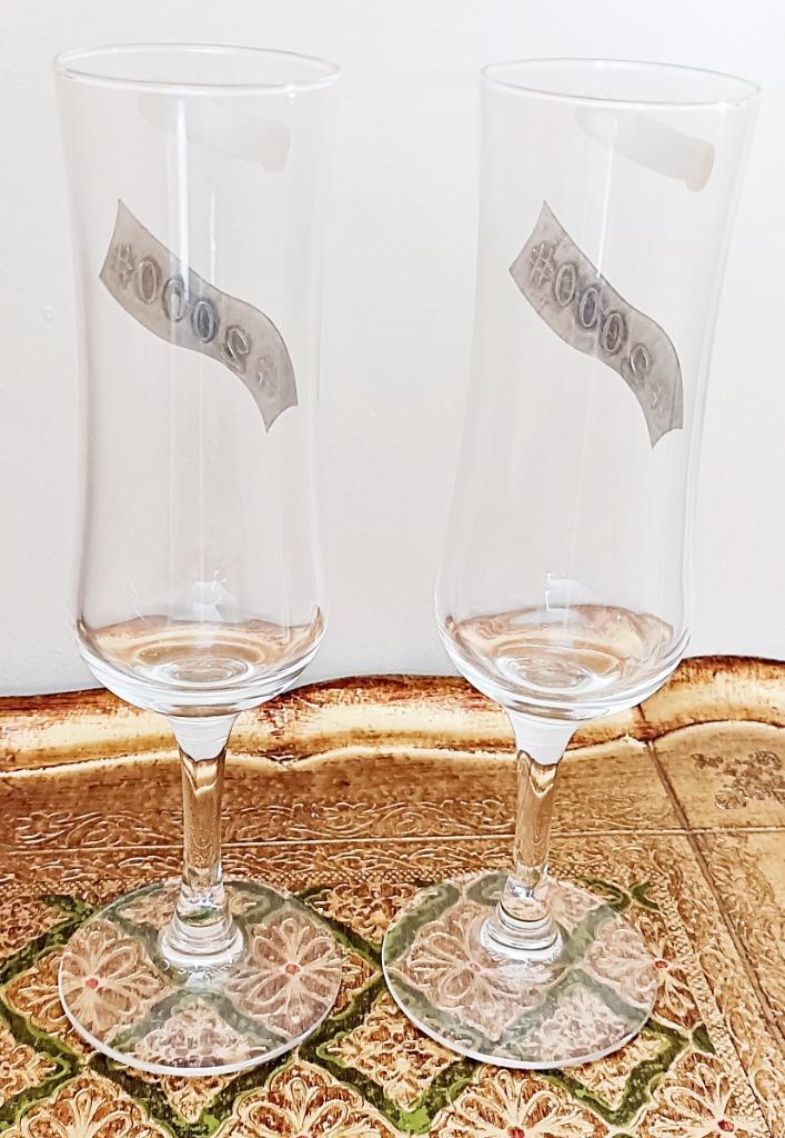 2 Flûtes à champagne, avec plaquette en étain #2000#, Ophalen of Verzenden