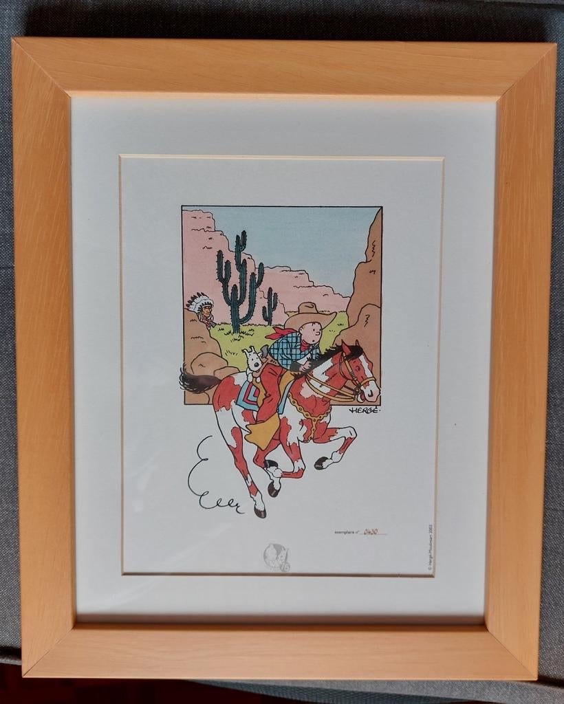 TINTIN serigraphie origonal sous cadre numérotée sur 1000 EX, Ophalen of Verzenden