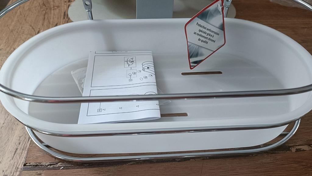 NOUVEAU - Panier de douche avec ventouses, Enlèvement, Neuf, Blanc