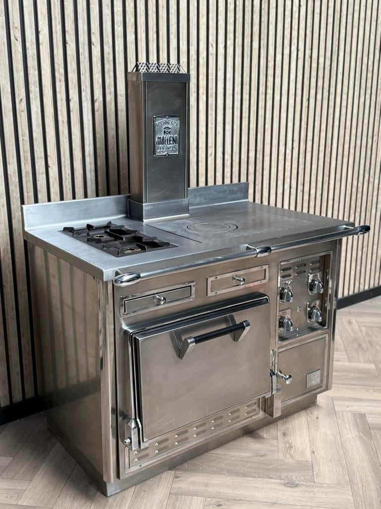 Belle cuisinière Molteni Inox 120cm + four à gaz, Electroménager, Cuisinières, Enlèvement ou Envoi, Gril, Gaz