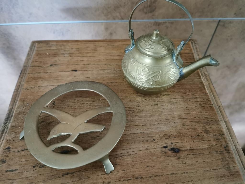 Mini koffiepotje met onderzetter, Ophalen of Verzenden, Gebruikt
