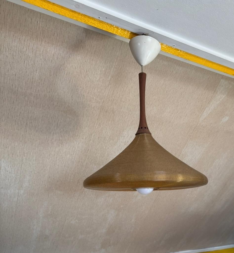 Lampe suspendue Rotaflex Midcentury marron/doré, Enlèvement ou Envoi