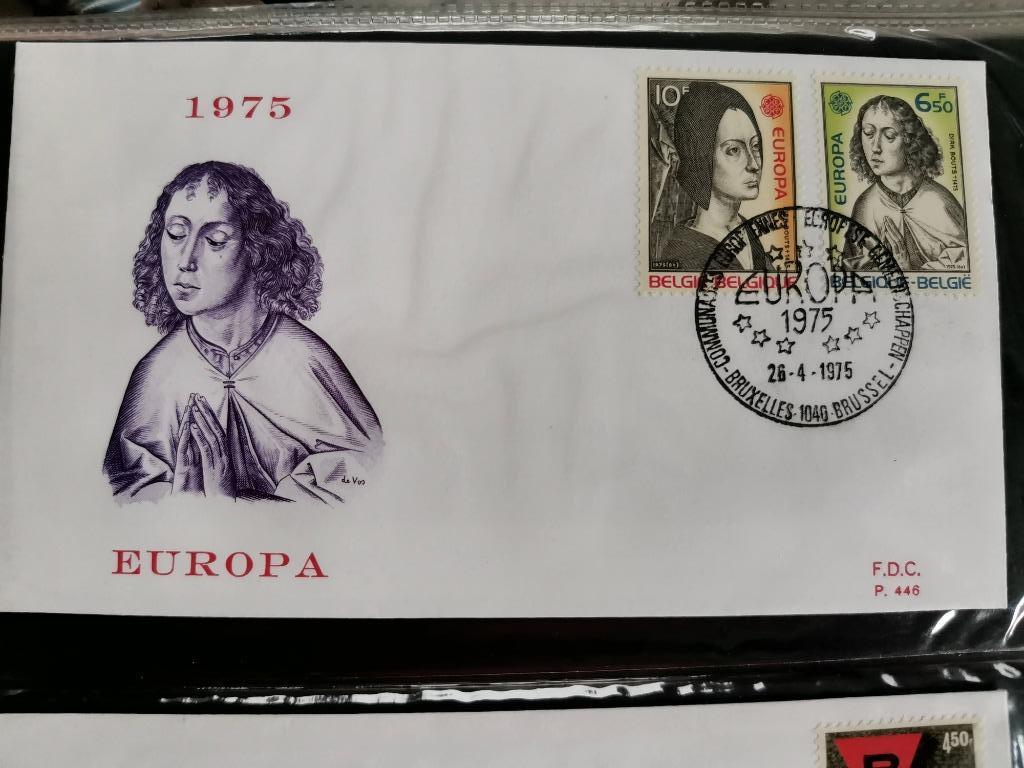 FDC Belgie 1975 - Europa CEPT - schilderijen Dirk Bouts, Ophalen of Verzenden, Gestempeld, 1e dag stempel, Kunst