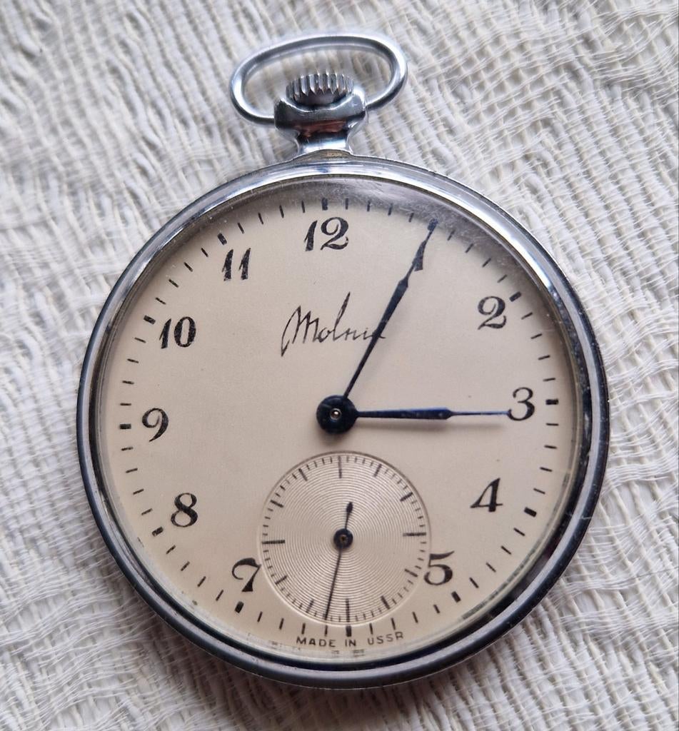 Montre de poche vintage originale Molnia homme, Enlèvement ou Envoi, Montre de poche