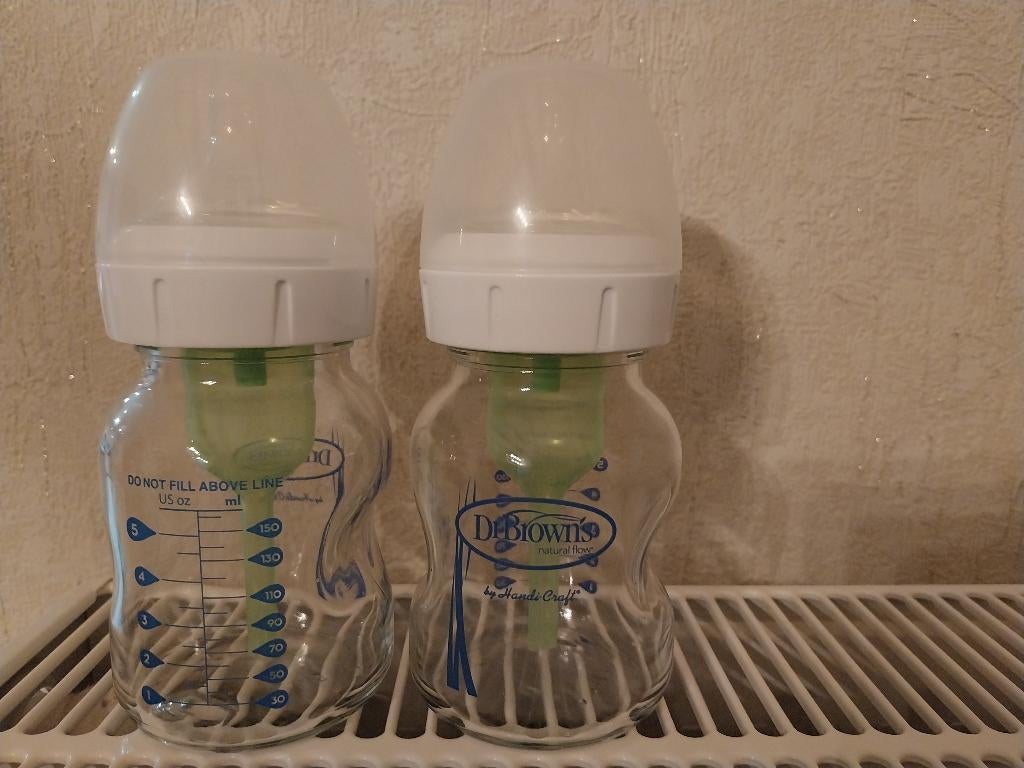 Dr. Brown's glazen zuigflessen 150ml, Enlèvement, Comme neuf, Chauffe-biberons et petits pots