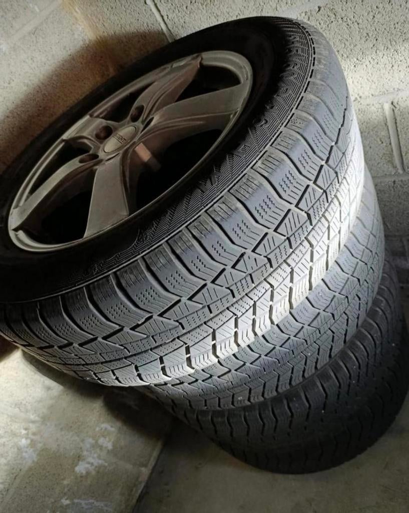 4 pneus hiver sur jantes alu, Autos : Pièces & Accessoires, Pneus & Jantes, Enlèvement