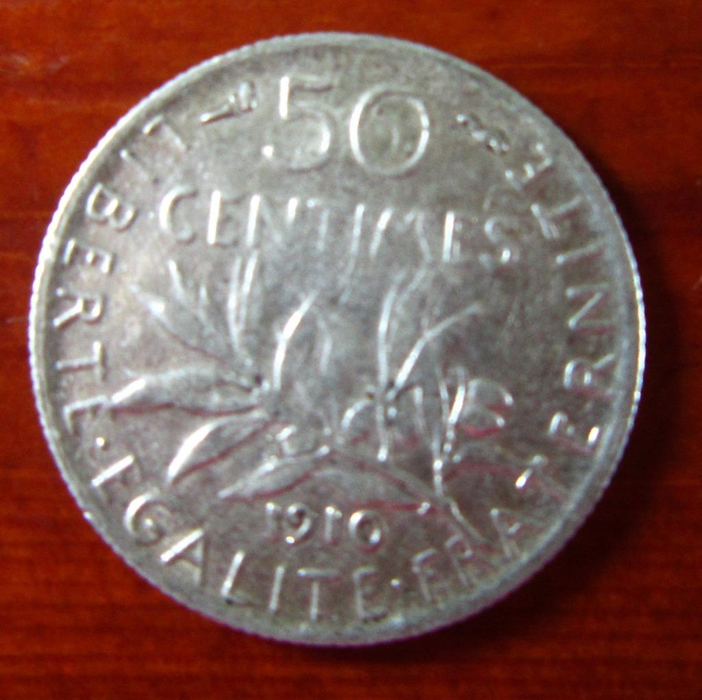 Munt FRANKRIJK - 50 karaat - 1910 (zaaimachine), Verzenden, Frankrijk, Losse munt, Zilver