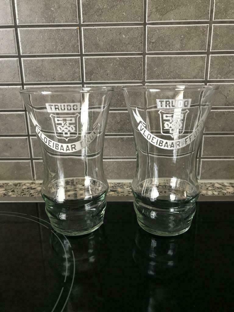 Trudo vloeibaar fruit - limonadeglas 2 stuks, Verzamelen, Ophalen of Verzenden, Zo goed als nieuw, Glas of Glazen, Overige merken