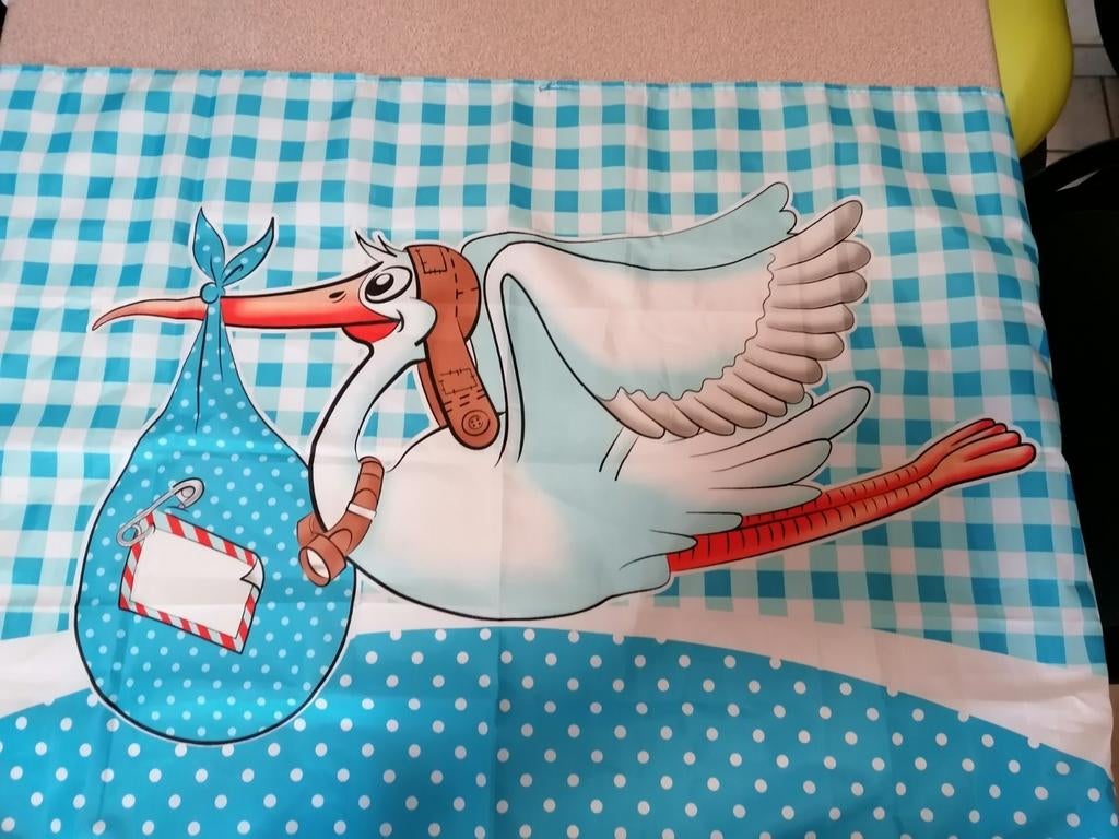 Doek ooievaar geboorte kind 96 x 62 cm, Ophalen, Zo goed als nieuw