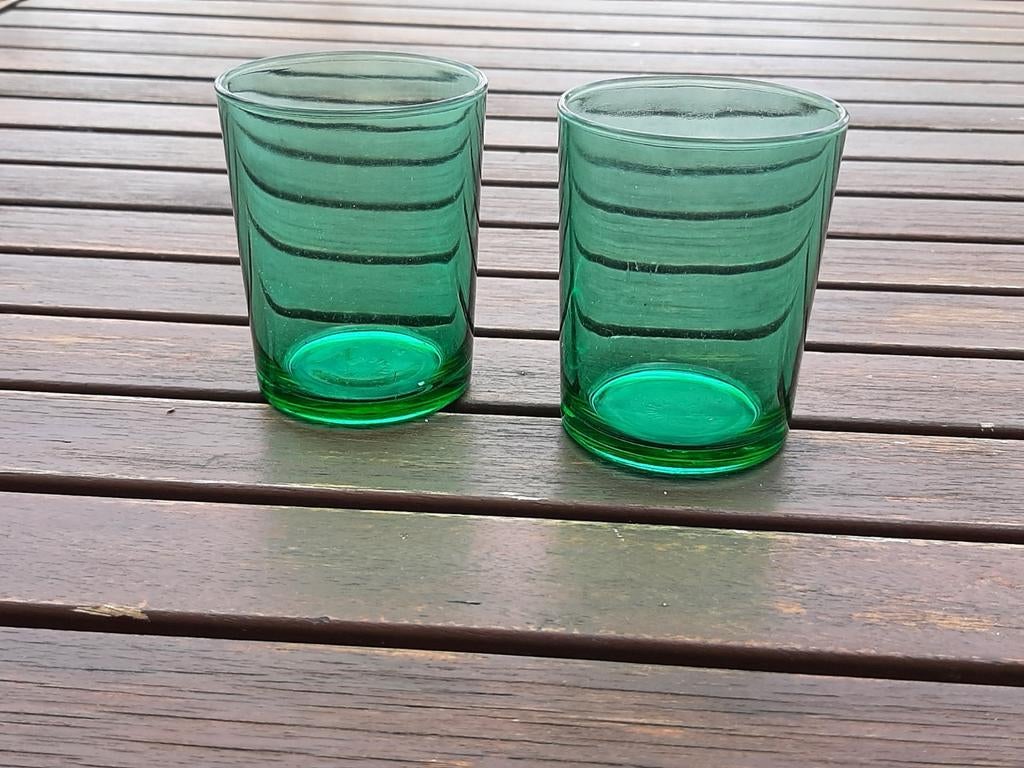 2 vintage gekleurde aperitiefglazen, Ophalen of Verzenden, Zo goed als nieuw
