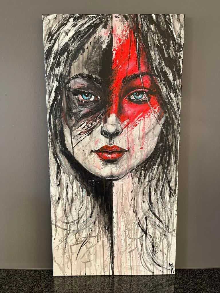 Origineel lang schilderij Mk Art, Antiek en Kunst, Kunst | Schilderijen | Modern, Ophalen