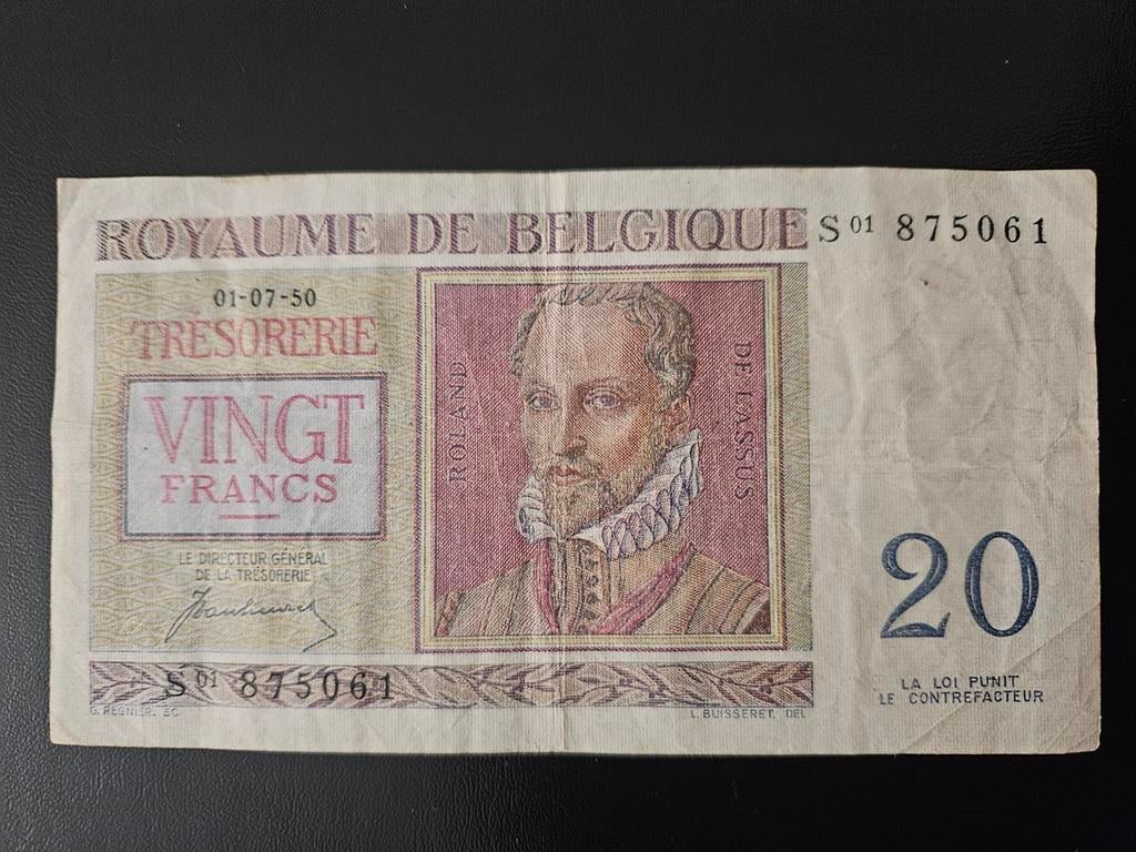 20 francs Belgique année 1950, Enlèvement ou Envoi, Billets en vrac