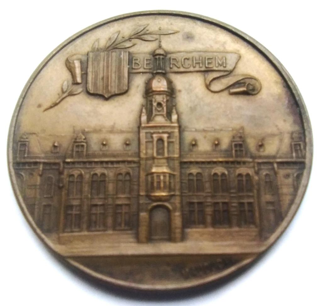 medaille Mauquoy 1907 wijding inhuldiging gasthuis berchem, Ophalen of Verzenden, Brons