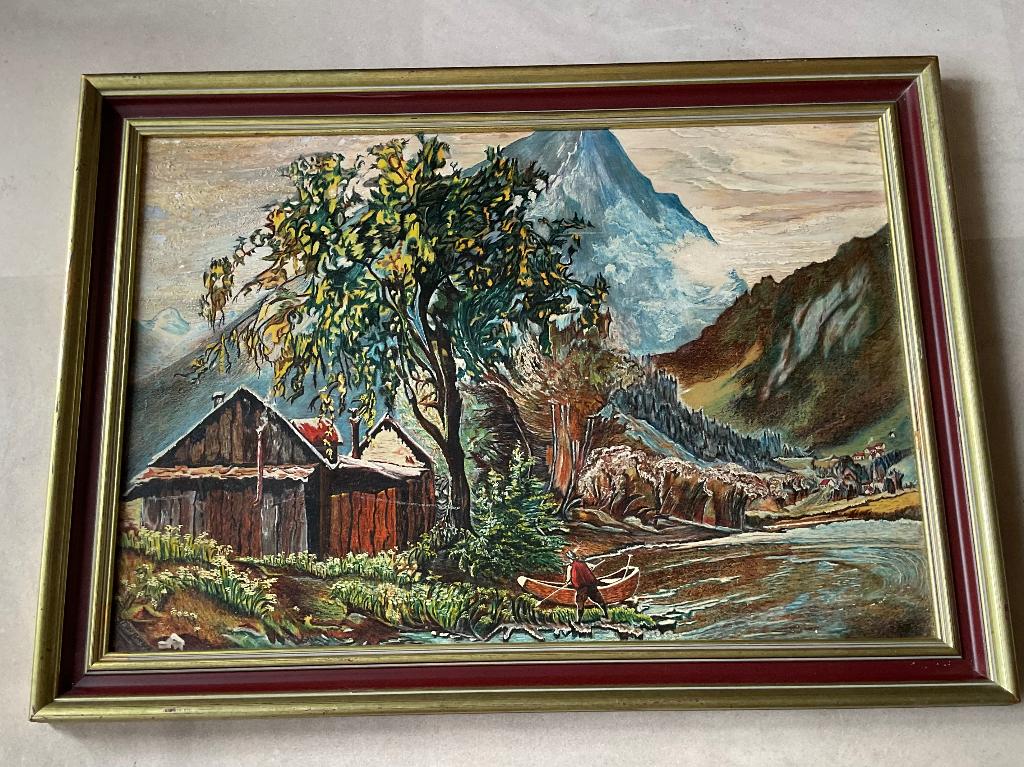 Klassiek schilderij berglandschap “Zomer”gesign W.de Backer, Antiek en Kunst, Kunst | Schilderijen | Klassiek, Ophalen