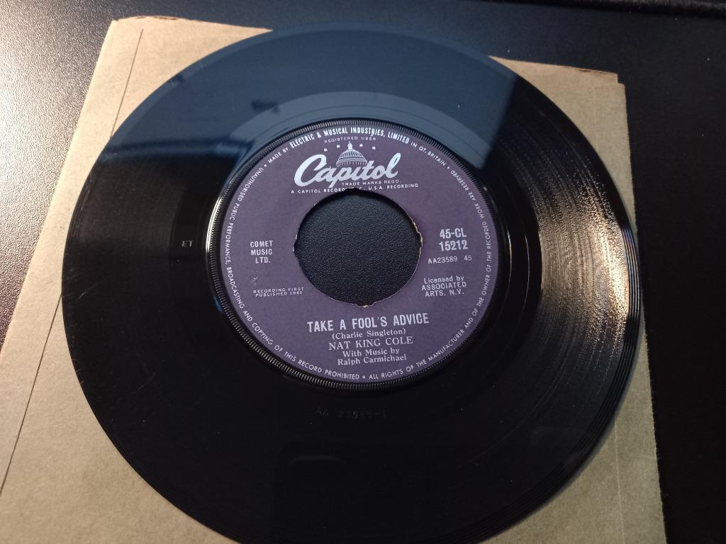 Nat King Cole — Take A Fool's Advice / Make It Last  '7, Enlèvement ou Envoi, Comme neuf, Jazz et Blues