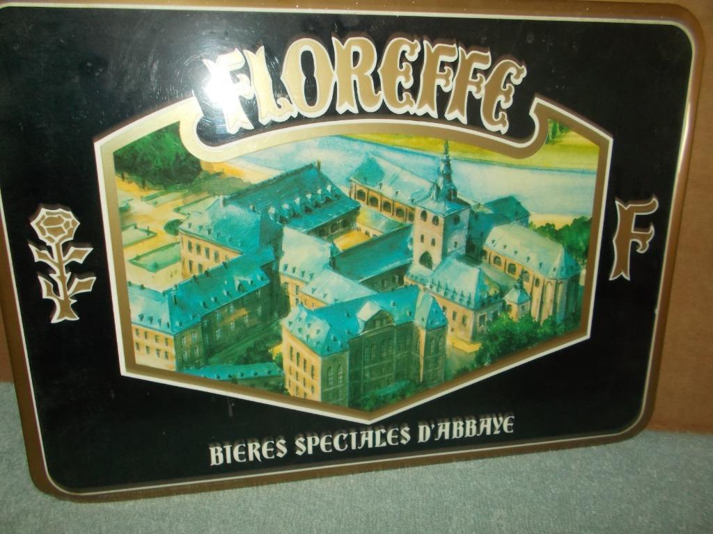 Biere Abbaye  de FLOREFFE - glazoide reclame uit 1988, Ophalen of Verzenden, Gebruikt, Reclamebord, Plaat of Schild, Overige merken