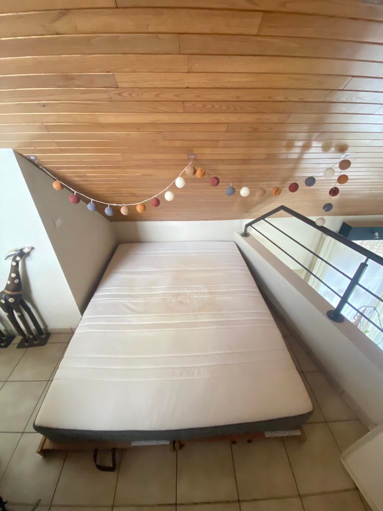 Lit complet 160x200 : matelas IKEA + 2 sommiers Lattoflex, Matelas, Queen size, Comme neuf, Enlèvement