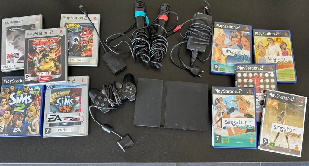 PlayStation 2 - 2 micro’s - Singstar cd’s en spelletjes, Consoles de jeu & Jeux vidéo, Enlèvement ou Envoi, Comme neuf