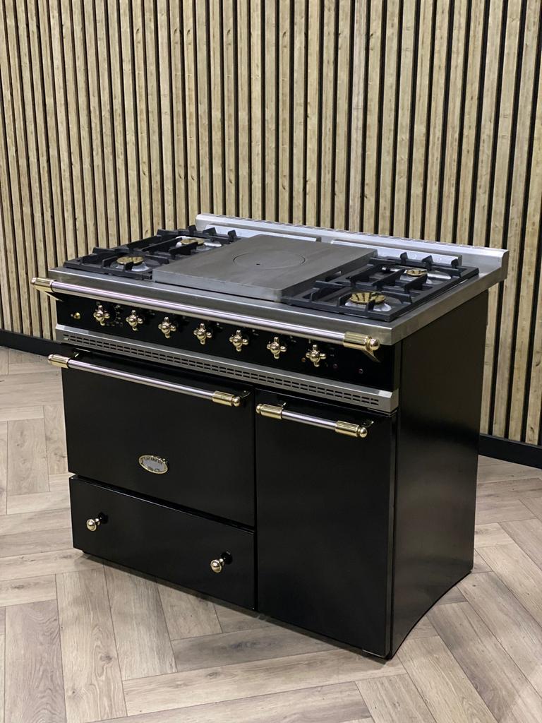 Lacanche Luxe Gaz Noir + Laiton + Armoire Chauffante, Electroménager, Cuisinières, Comme neuf, Gril, Autoportant, Électrique
