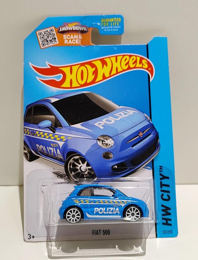 Hot Wheels Treasure Hunt Fiat 500 Polizia (2013) Zeldzaam!, Hobby en Vrije tijd, Modelauto's | Overige schalen, Ophalen of Verzenden