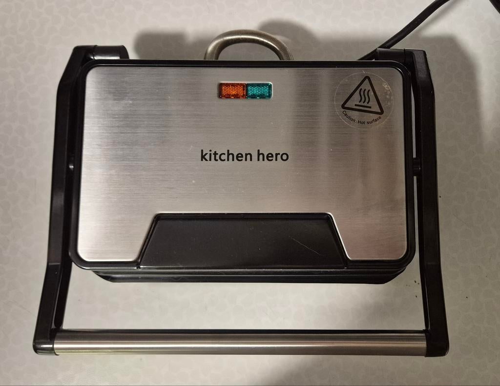 Kitchen Hero contactgrill / paninimaker – inox, Elektronische apparatuur, Contactgrills, Ophalen of Verzenden
