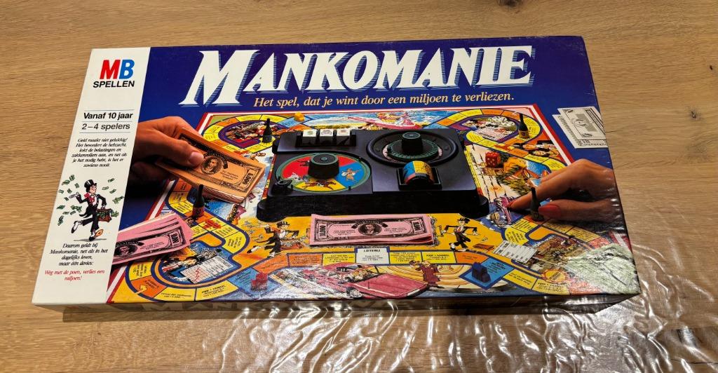 Vintage MB Spel Mankomanie, Een of twee spelers, Ophalen of Verzenden, Zo goed als nieuw, MB SPELLEN