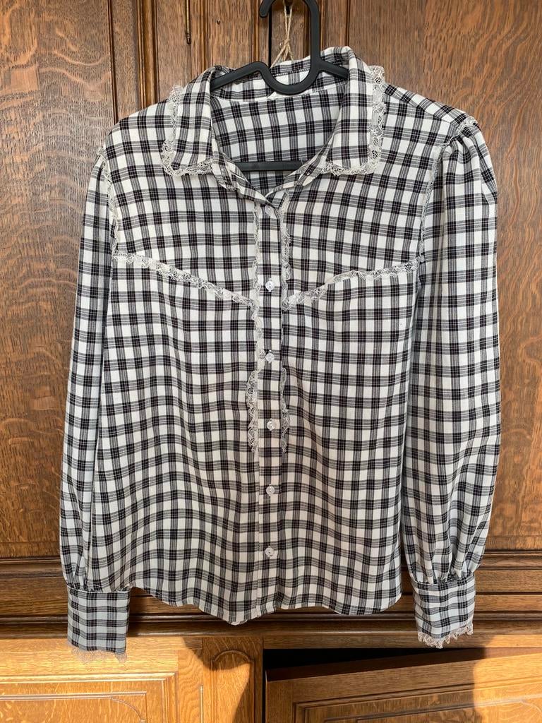 Blouse vichy noire, Kleding | Dames, Ophalen of Verzenden, Zo goed als nieuw, Maat 36 (S), Zwart