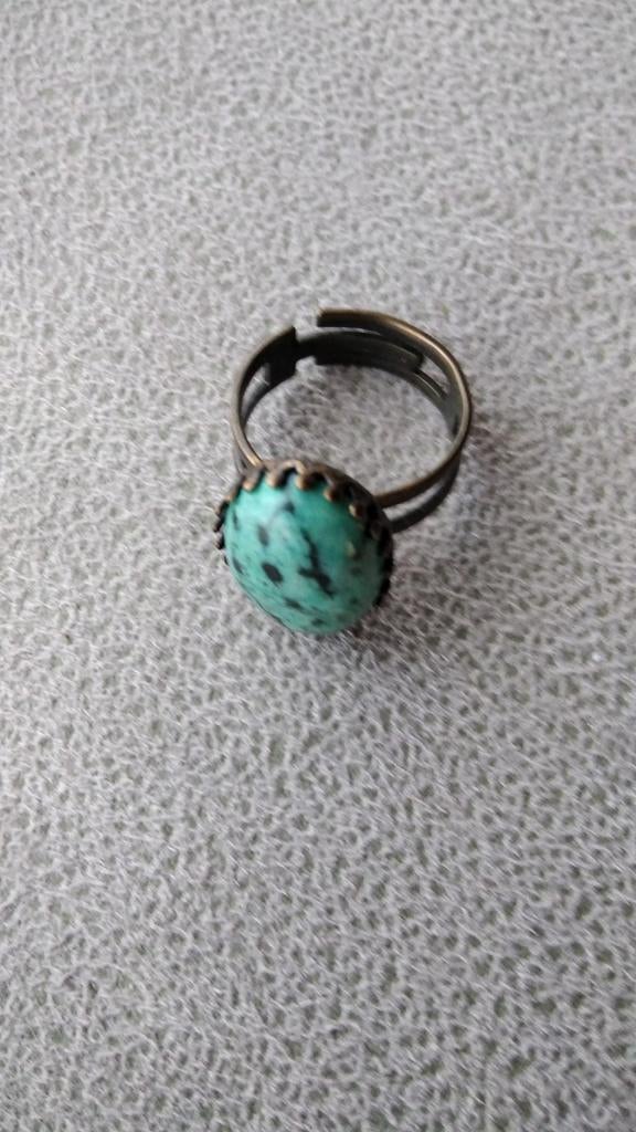 Ring met turquoise natuursteen handgemaakt, Ophalen of Verzenden